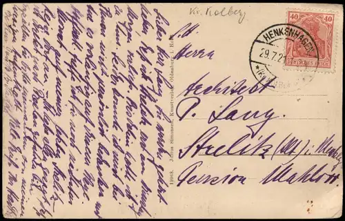 Postcard Henkenhagen Ustronie Morskie Strand Pommern 1921