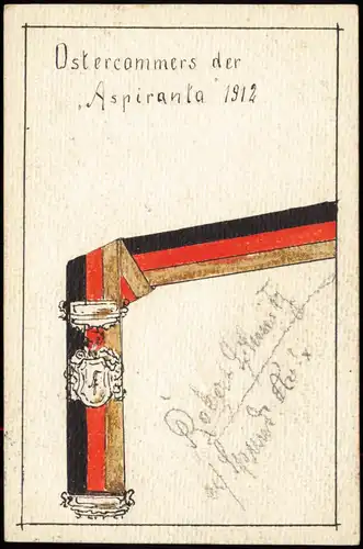 Ostercommers der Aspiranta Studentika 1912  gel. Stempel Creutzhal