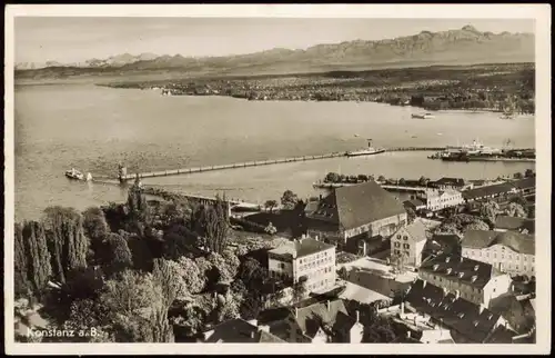 Ansichtskarte Konstanz Panorama-Ansicht mit Blick auf den Hafen 1940