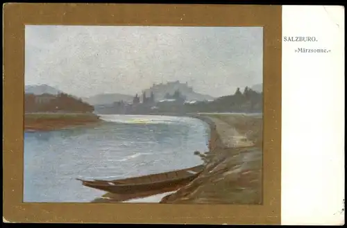 Ansichtskarte Salzburg Künstlerkarte Märzsonne 1918 Goldrand