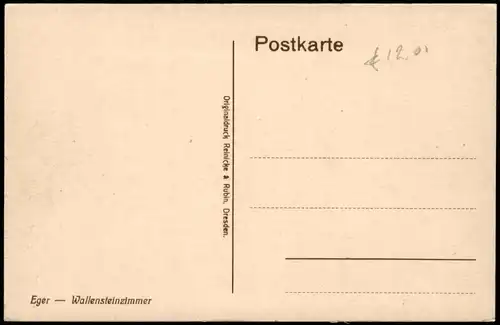 Postcard Eger Cheb Wallensteinzimmer 1909