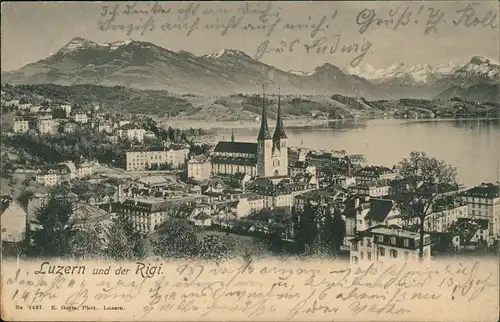 Ansichtskarte Luzern Lucerna Panorama-Ansicht Blick zu den Bergen 1904