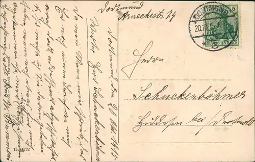 Ansichtskarte Dortmund Partie in der Kronenburg mit Schwanenteich 1915