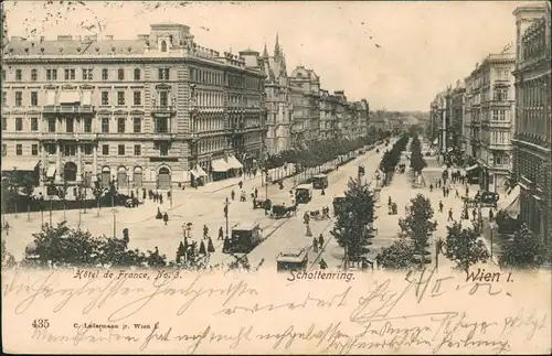 Ansichtskarte Wien Schottenring mit Hôtel de France No. 3. 1903