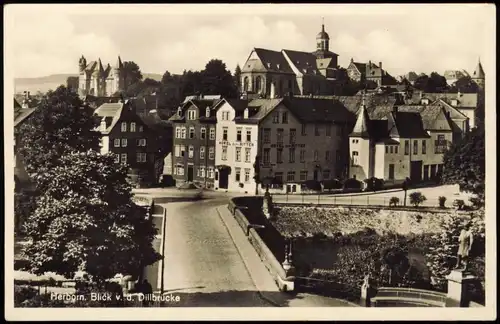 Ansichtskarte Herborn Blick v. d. Dillbrücke - Hotel zum Ritter 1951