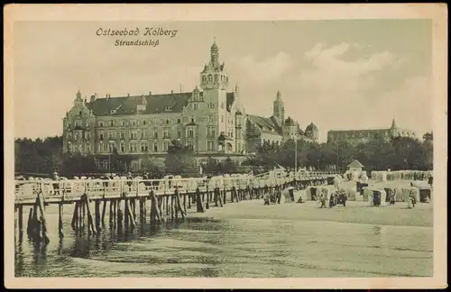 Postcard Kolberg Kołobrzeg Strandschloß, Pommern 1914