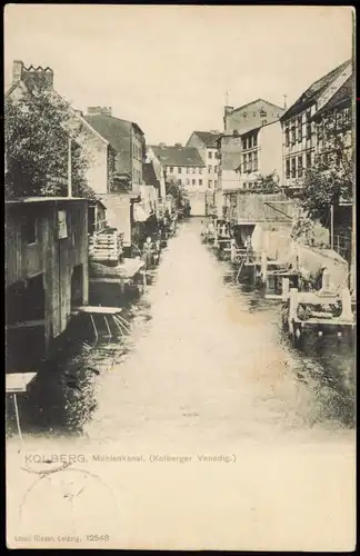 Postcard Kolberg Kołobrzeg Mühlenkanal, (Kolberger Venedig.) 1906