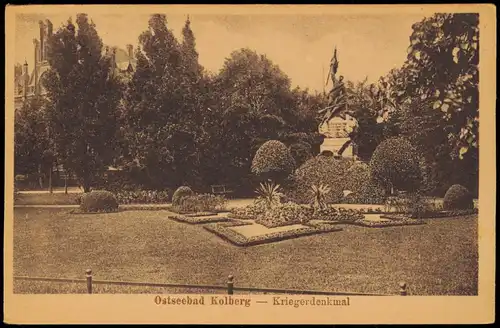 Postcard Kolberg Kołobrzeg Kriegerdenkmal 1922