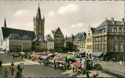 Ansichtskarte Trier Hauptmarkt mit St. Gangolph 1960
