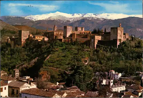 Granada Granada Vista general de la Alhambra y Sierra Nevada 1975