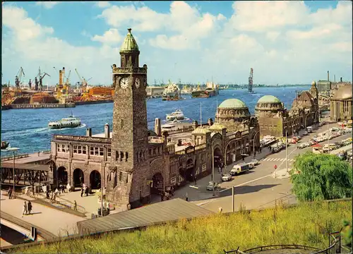 Ansichtskarte Hamburg Panorama-Ansicht St. Pauli Landungsbrücken Hafen 1968