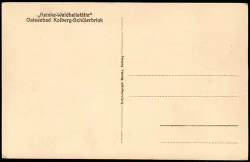 Postcard Kolberg Kołobrzeg Reinke-Waldheilstätte - Schülerbrink 1928