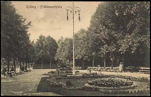 Postcard Kolberg Kołobrzeg Frühkonzertplatz 1917  gel. Feldpost