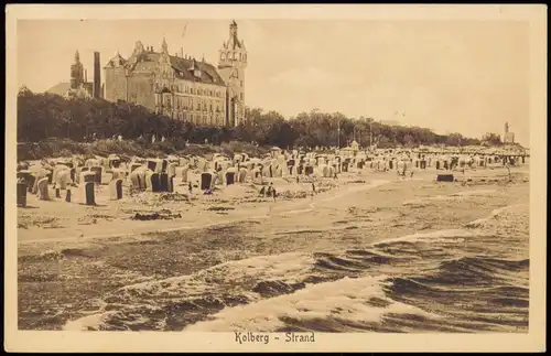 Postcard Kolberg Kołobrzeg Strand, Strandschloß 1925