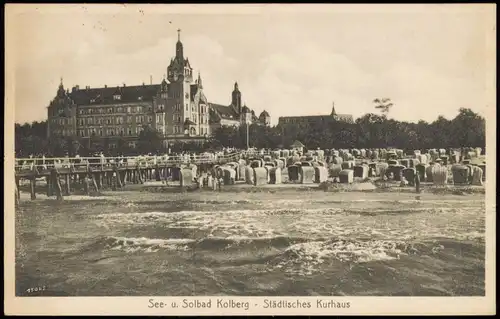 Postcard Kolberg Kołobrzeg Strandschloß, Strandleben - Pommern 1931