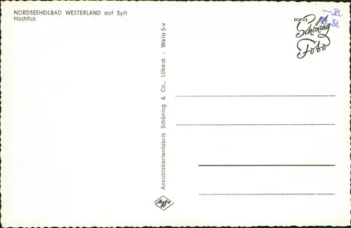 Ansichtskarte Westerland-Sylt Hochflut, Promenade 1962