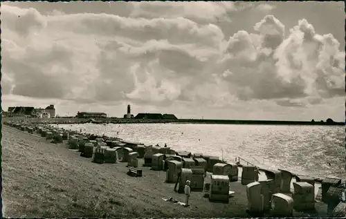 Ansichtskarte Büsum Strand im Gegenlicht 1958