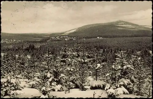 Ansichtskarte Hohegeiß-Braunlage Stadt mit Wurmberg-Massiv im Winter 1960