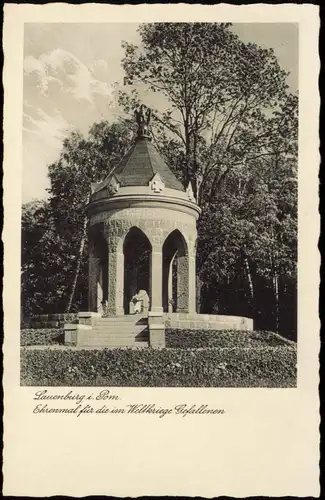 Postcard Lauenburg (Pommern) Lębork Kriegerehrenmal, Pommern 1935