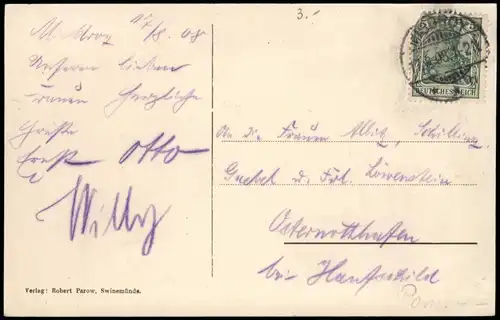 Postcard Misdroy Międzyzdroje Kaiser Friedrich Brücke 1908