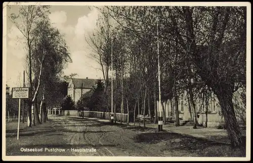 Postcard Pustchow-Rewahl Pustkowo Rewal Hauptstraße 1938