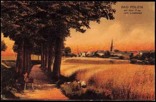 Postcard Bad Polzin Połczyn Zdrój auf dem Weg vom Luisenbad 1918
