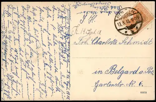 Postcard Bad Polzin Połczyn Zdrój auf dem Weg vom Luisenbad 1918