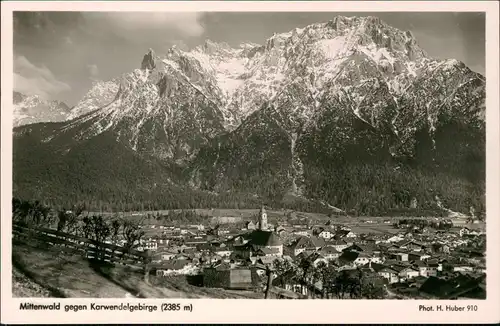 Ansichtskarte Mittenwald Blick auf die Stadt - Fotokarte 1938