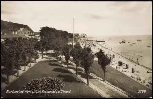 Ansichtskarte Wyk (Föhr) Promenade und Strand 1938