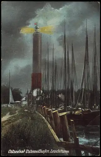 Osternothafen  Swinemünde Warszów Świnoujście Leuchtturm bei Nacht Pommern 1912