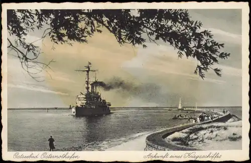 Osternothafen  Swinemünde  Świnoujście Ankunft eines Kriegsschiffes 1939