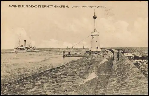 Osternothafen  Swinemünde Warszów Świnoujście Dampfer Freia, Pommern 1912