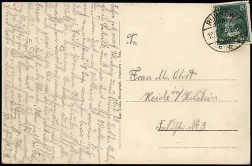 Ruhnow Runowo Pomorskie Bahnhofstraße Pommern b. Łobez Labes 1923