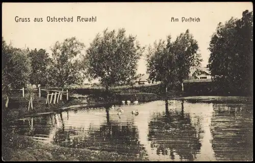 Postcard Rewahl Rewal Partie am Dorfteich, Pommern 1913
