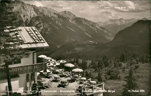 Ansichtskarte Mittenwald Kranzberg Gipfelhaus gegen Karwendel 1962