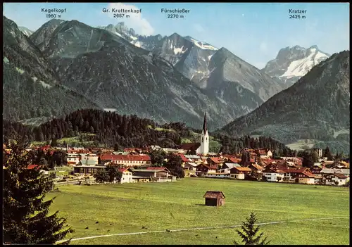 Ansichtskarte Oberstdorf (Allgäu) Panorama-Ansicht, Berge 1970