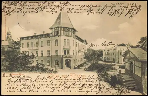 Postcard Misdroy Międzyzdroje Dünenschloss, Straßenpartie 1900