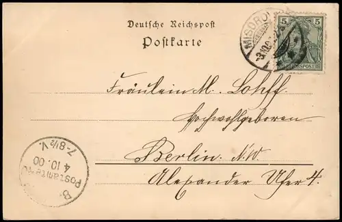 Postcard Misdroy Międzyzdroje Dünenschloss, Straßenpartie 1900