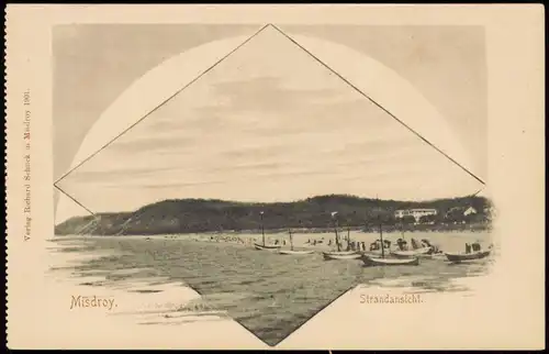 Postcard Misdroy Międzyzdroje Strandansicht. Pommern 1901 Passepartout