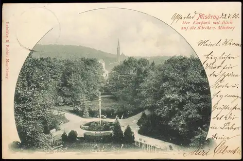 Postcard Misdroy Międzyzdroje Kurpark und Kirche 1900 Passepartout