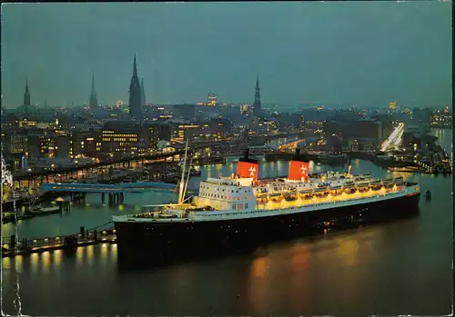 Hamburg Panorama Schiff Hanseatic  Schnelldampfer Hamburg-Atlantik Linie 1968