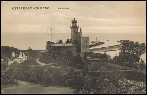 Postcard Kolberg Kołobrzeg Leuchtturm. 1914