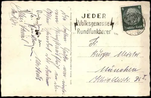 Postcard Kolberg Kołobrzeg Kurhaus Strandschloß vom Rosengarten 1938