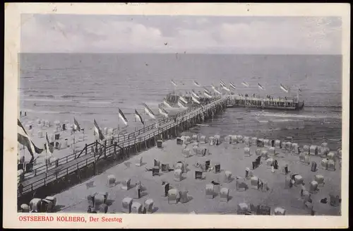 Postcard Kolberg Kołobrzeg Der Seesteg, Pommern 1917