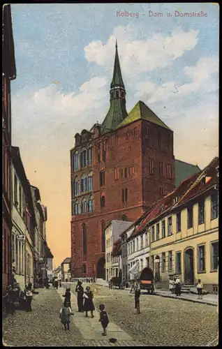 Postcard Kolberg Kołobrzeg Domstrasse 1917  gel. Feldpost