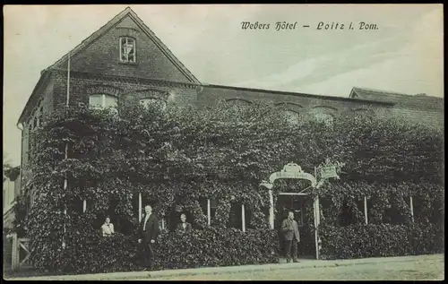 Ansichtskarte Loitz (Pommern) Webers Hotel 1914