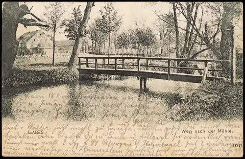 Postcard Labes Łobez Weg zur Mühle 1909