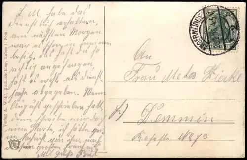 Postcard Labes Łobez Regavorstadt, Pommern 1915