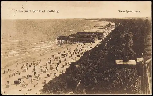 Postcard Kolberg Kołobrzeg Strandpanorama 1927