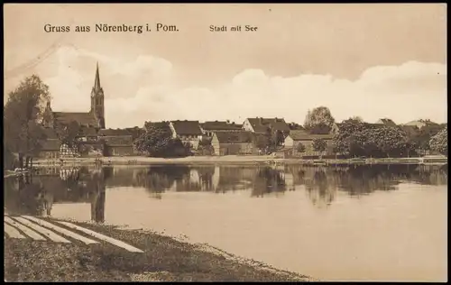Postcard Nörenberg (Pommern) Ińsko Stadt mit See, Pommern 1917